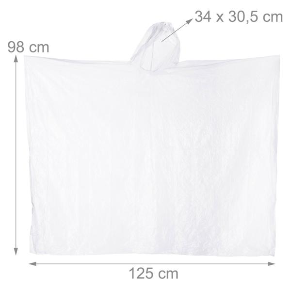 Notfall Regenponcho transparent mit Kapuze & Ärmeln - robuster PE Kunststoff Wetterschutz für Outdoor, Festival, Camping - 122x125cm - leicht (20g)