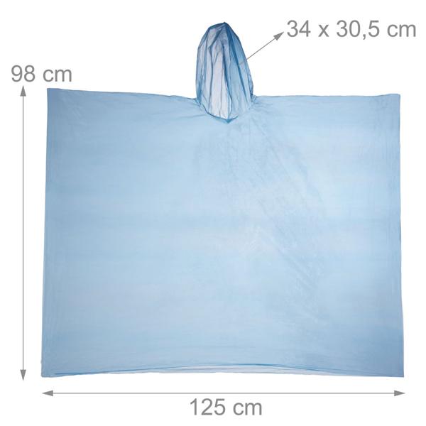 8er-Set Notfall Regenponcho - Zuverlässiger Schutz für Wanderungen & Festivals - Blau, PE-Material, Kapuze & Ärmel, 120cm Länge, 20g Gewicht