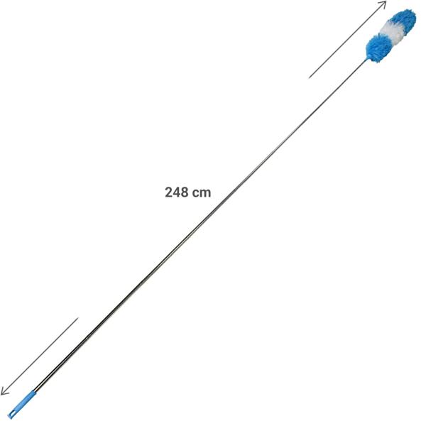 2er-Set Flexibler Staubwedel mit Teleskop-Griff aus Edelstahl, ausziehbar von 78 bis 248 cm, antistatisch & waschbar, für schwer erreichbare Stellen