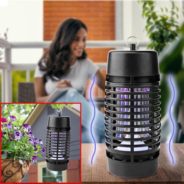 Wirkungsvoller 360° UV-Insektenvernichter: LED, schwarz, bis 30qm, Hänge- & Standfunktion – Kompakte Insektenbekämpfung für sorgenfreie Nächte