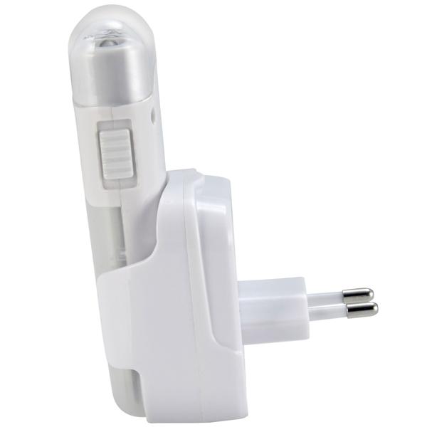 Clevere Akku LED-Taschenlampe für die Steckdose mit Einschaltautomatik: 20lm, weiss, bis 2h unabhängig - Nacht-&Notfalllicht für mehr Sicherheit