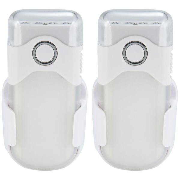 2er-Set Clevere Akku LED-Taschenlampe für die Steckdose mit Einschaltautomatik: 20lm, weiss, bis 2h unabhängig - Nacht-&Notfalllicht für mehr Sicherheit