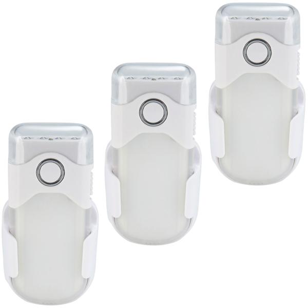 3er-Set Clevere Akku LED-Taschenlampe für die Steckdose mit Einschaltautomatik: 20lm, weiss, bis 2h unabhängig - Nacht-&Notfalllicht für mehr Sicherheit