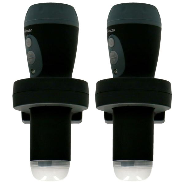 2er-Set Akku LED-Taschenlampe: 200lm, Einschaltautomatik, Nachtlicht, schwarz - Automatik Notlicht & Taschenlampe in Einem – Praktisch & Zuverlässig