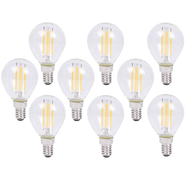 9er-Set LED-Filament-Lampe G45 E14 - Dimmbar, warmweiss 2500K, 360° Rundumbeleuchtung für gemütliche Atmosphäre - 4W, 400lm, 20.000h Lebensdauer