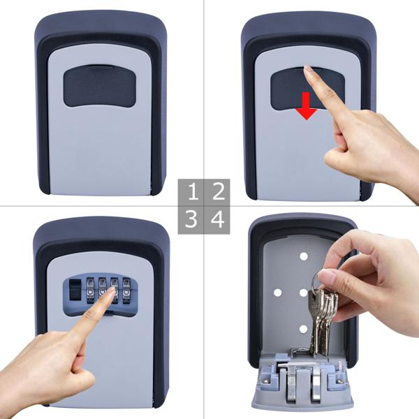 Extra sicherer Mini Schlüssel-Safe mit Zahlenschloss, robustem Aluminium Gehäuse und Schutzklappe - wetterfest für drinnen und draussen