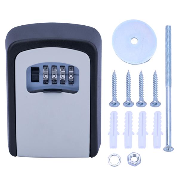 Extra sicherer Mini Schlüssel-Safe mit Zahlenschloss, robustem Aluminium Gehäuse und Schutzklappe - wetterfest für drinnen und draussen