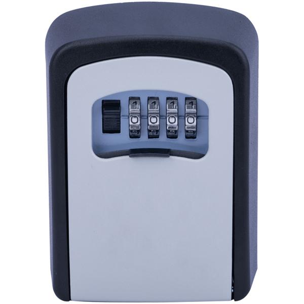 Extra sicherer Mini Schlüssel-Safe mit Zahlenschloss, robustem Aluminium Gehäuse und Schutzklappe - wetterfest für drinnen und draussen