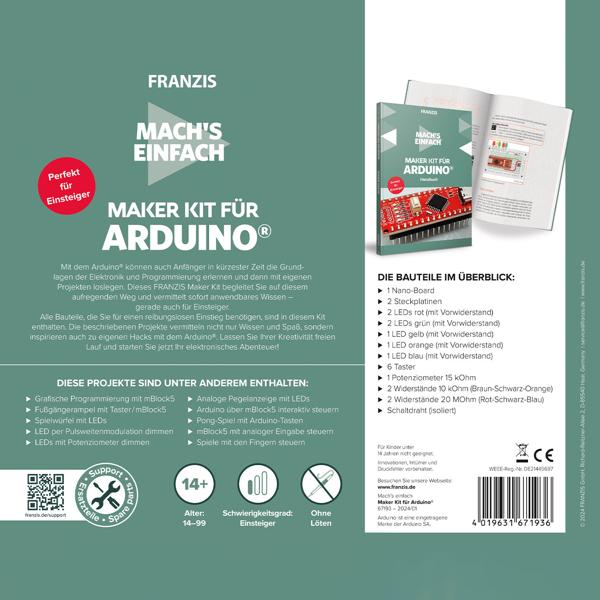 Innovatives Arduino Maker Kit für Einsteiger: Nano-Board, 2 Steckplatinen, 7 LEDs, Potentiometer - Für einfache Projekte und schnelle Erfolge