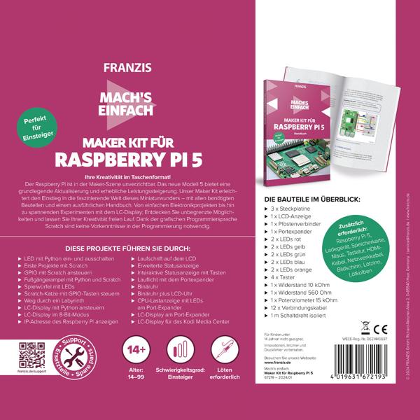 Kreatives Maker Kit für Raspberry Pi 5 mit LED-Programmierung - Maximale Lern-Motivation & Leistung für angehende Entwickler