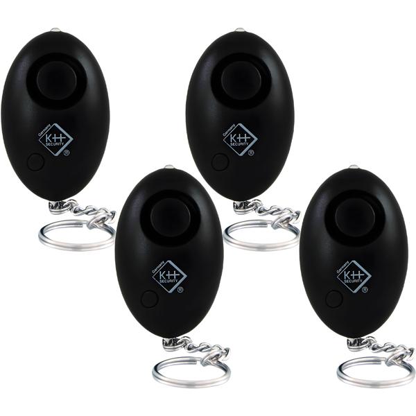 4er-Set Lautstarker 120 dB Personenalarm mit LED-Taschenlampe, schwarz, persönliche Sicherheit, hohe Abschreckung, Taschenalarm für Notfälle