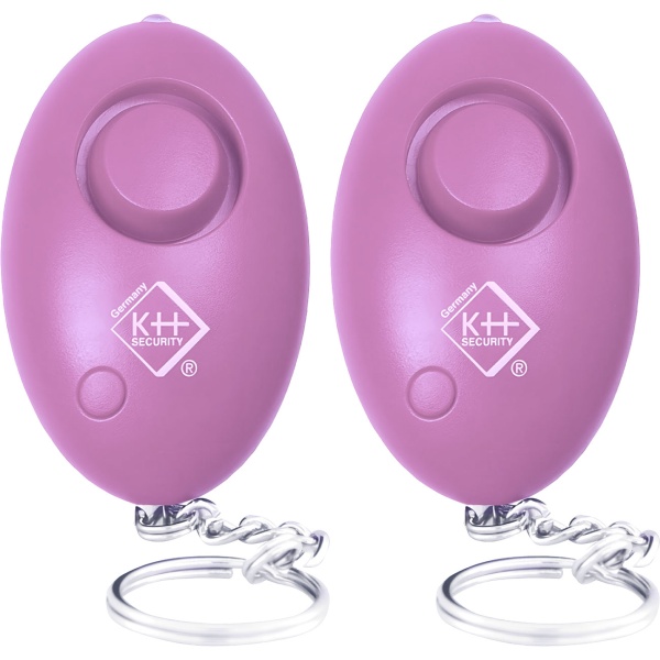 2er-Set Personenalarm - 120dB laut mit LED-Licht & Taschenlampe - Ideal für Selbstverteidigung, Notfall, Kinder & Senioren - Pink - Schlüsselanhänger