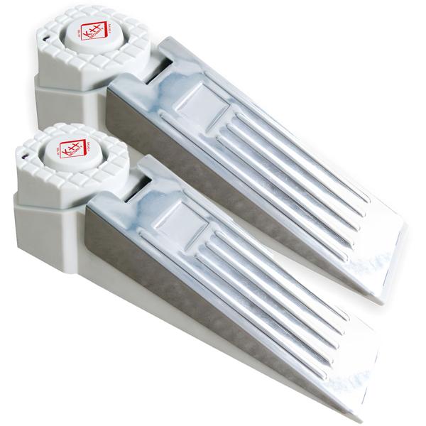2er-Set Kompakter Türstopper mit 120 dB Alarmfunktion, LED, weiss-grau, batteriebetrieben, robuste Bauweise, für mehr Sicherheit im Alltag