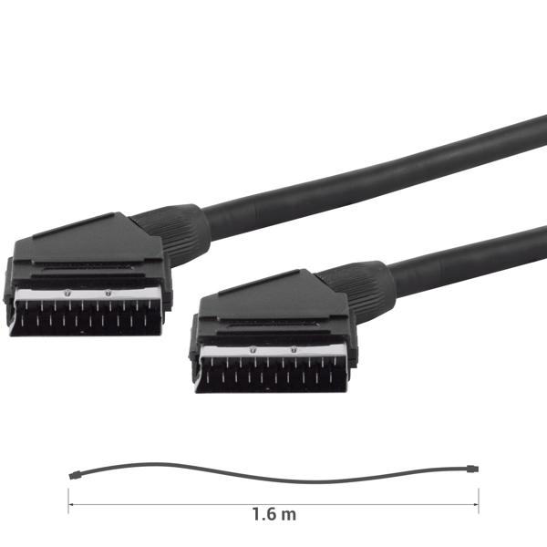 SCART-Kabel 21-polig - 1,5m Länge für optimale Bild- und Tonwiedergabe - Verbindet DVD-Player, Videorecorder, SAT-Receiver mit TV