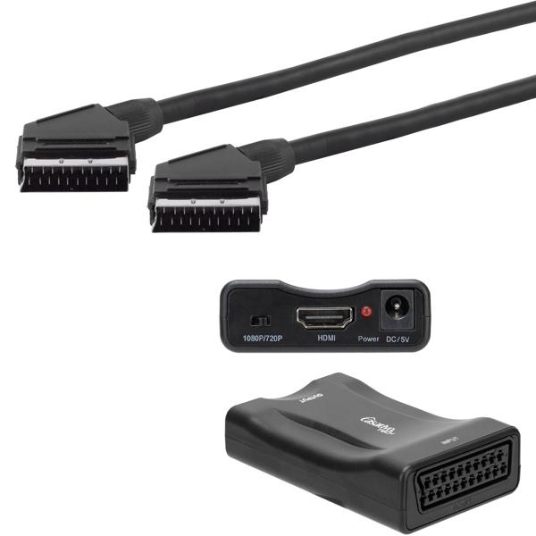 Scart zu HDMI Konverter, 720p/1080p, inkl. 1,5m Scart-Kabel – Verbinden Sie alte Geräte mit modernen HDMI-Fernsehern