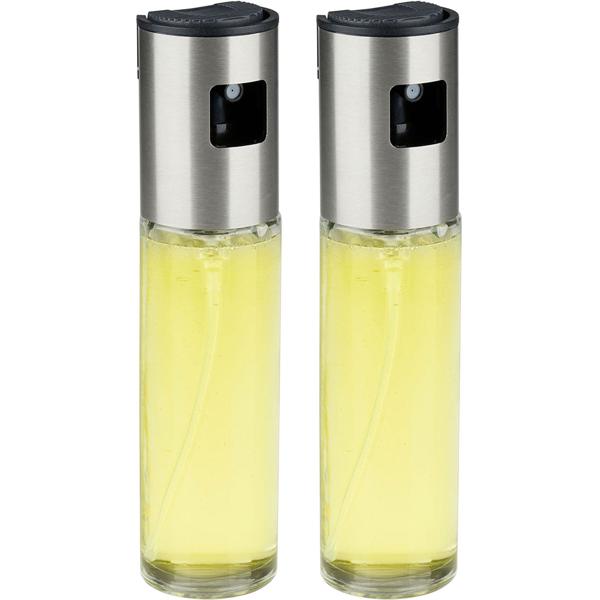 2er-Set Feine Ölsprühflasche 100ml - Präzises Dosieren für Kochen Backen Salate Grillen Heissluftfritteuse - Hygienisch- Zerstäuber für Öl Essig Saucen