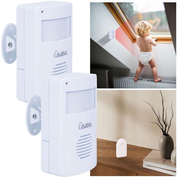 2er-Set Kabelloser Funk-Bewegungsmelder mit Klingel, PIR-Sensor, 8m Reichweite. Batteriebetriebener Durchgangsmelder mit Empfänger, einfach installiert