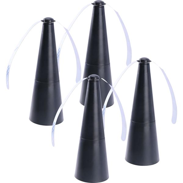 4er Akku-Fliegenvertreiber mit 2 Flügeln, tierfreundlicher Fliegenwedler ohne Chemie, Li-Ion Akku, Hinstellen, Aufhängen auf Balkon, Terrasse, im Garten