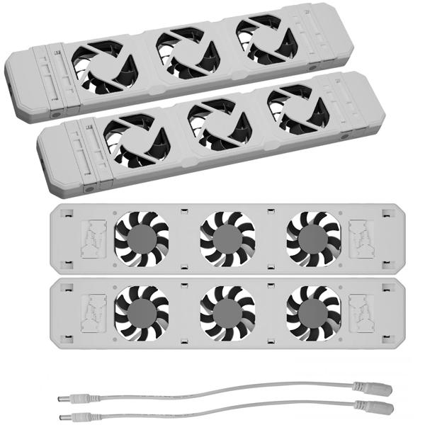 Heizkörperventilator, 2x Basis-Set plus 2x Erweiterungsset, inkl. Temperatursensor, ideal für eine bessere Wärmeverteilung