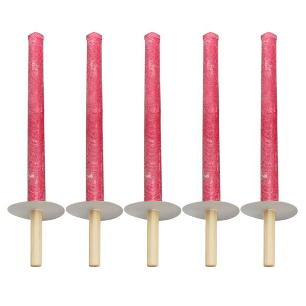 5er-Set Wachsfackeln - Holzgriff & Handschutzteller für Gartenfest Hochzeit Nachtwanderungen - 60 min Brenndauer - 35 cm - rot-braun - Outdoor Beleuchtung