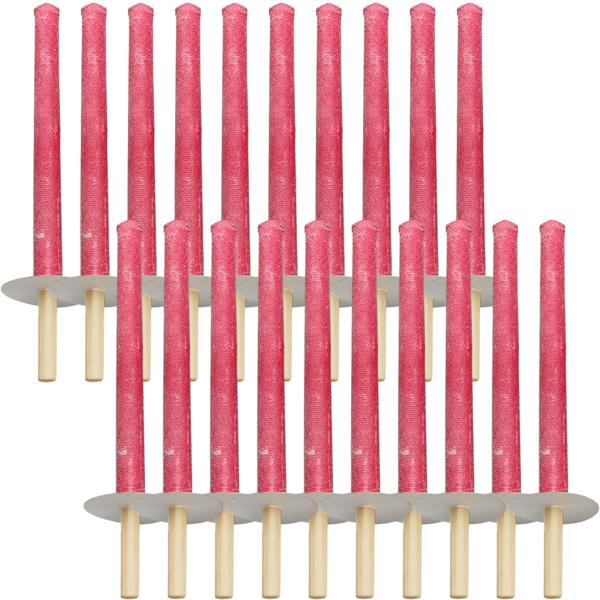 20er-Set Wachsfackeln - Holzgriff & Handschutzteller - 60 min Brenndauer - Ideal für Gartenfest Hochzeit & Camping - Hergestellt in Deutschland