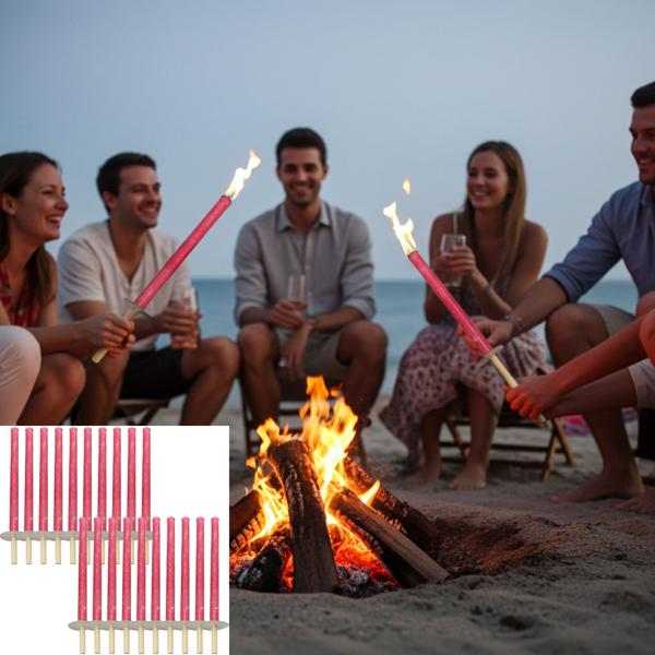 Outdoor-Fackelset (20 Stück): 45cm Wachsfackeln mit 75 Min Brenndauer, Holzgriff & Handschutz. Ideal für Garten, Camping & Events