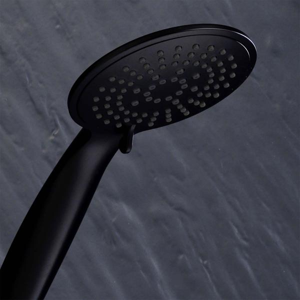 Duschset Schwarz - Handbrause, Schlauch, Wandhalterung - 5 Strahlarten, 1.5m Schlauch - Wassersparend bis 40%, Kunststoff, Ø 11x24 cm