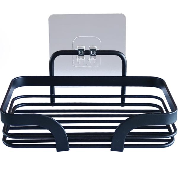 Seifenablage aus Metall Schwarz - Hygienische Aufbewahrung & längere Haltbarkeit für Seife - 14x9,2x5,6 cm - Selbstklebende Montage ohne Bohren für Bad