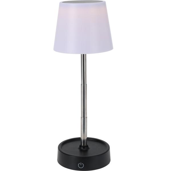 Akku LED-Tischlampe mit verstellbarer Höhe, 11,5 - 29,5 cm, 118lm, IP44, weiss-schwarz, klassisch formschönes Design 