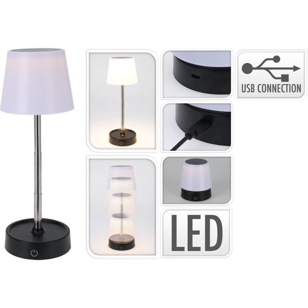 2er-Set Akku LED-Tischlampe mit verstellbarer Höhe, 11,5 - 29,5 cm, 118lm, IP44, schwarz