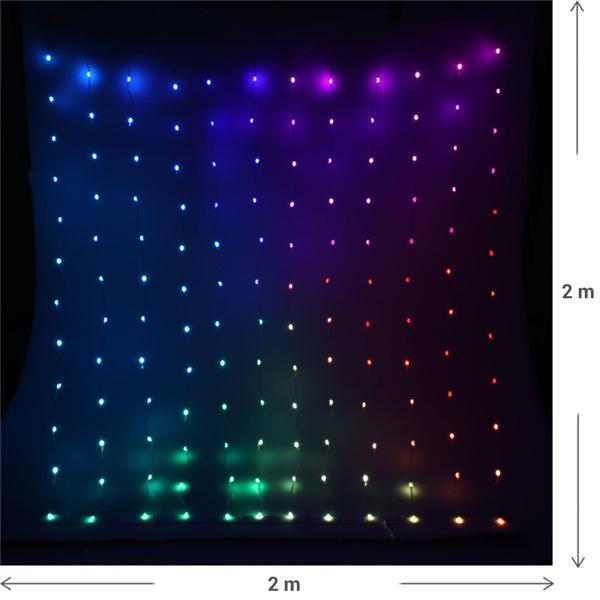 2er-Set LED-Vorhang Bunt - Partydeko für Geburtstag, Hochzeit & Aussenbereich - 400 RGB LEDs, IP44, 2x2m, Fernbedienung inklusive