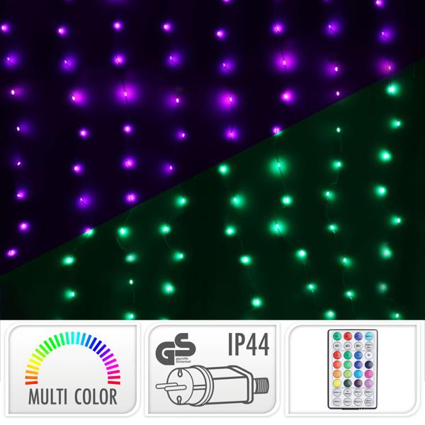2er-Set Bunter LED-Lichtervorhang mit 240 LEDs, RGB, IP44, 6 x 0,6 m, stimmungsvolle Beleuchtung mit einem magischen Lichtspiel für Fenster, Wände