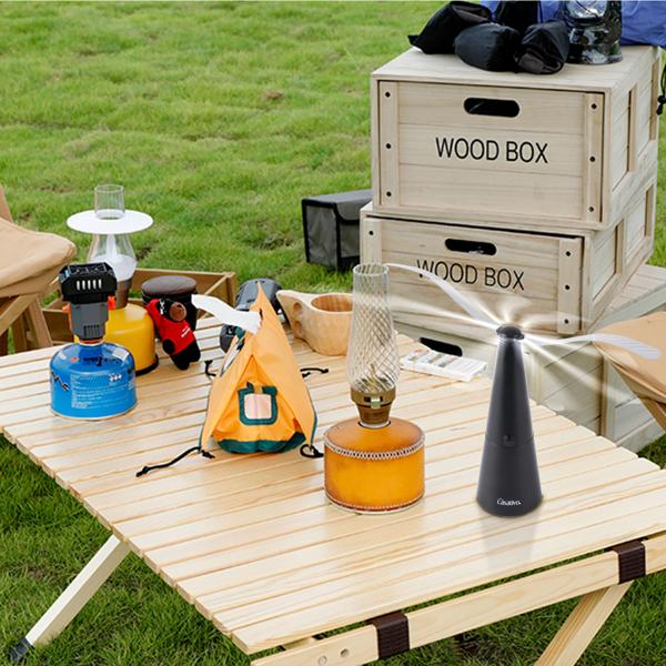 2er Akku-Fliegenvertreiber mit 2 Flügeln, tierfreundlicher Fliegenwedler ohne Chemie, Li-Ion Akku, Hinstellen, Aufhängen auf Balkon, Terrasse, im Garten