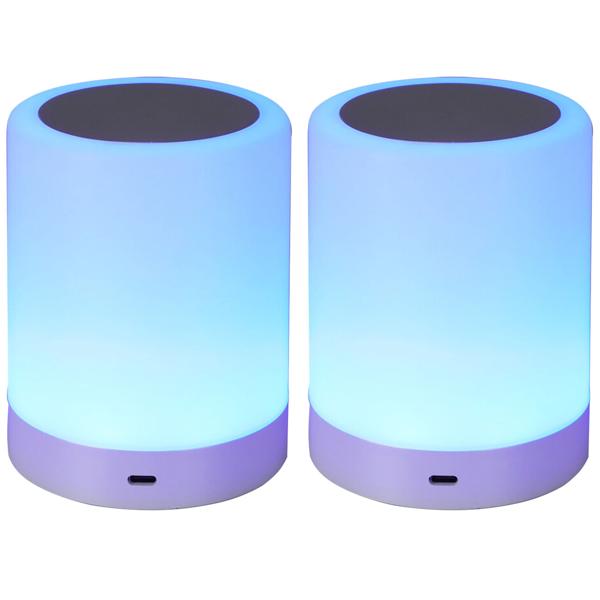 2er-Set Akku Tischlampe - dimmbar mit Touch-Funktion - 6 Lichtfarben, kabellos, USB-C-aufladbar, 18650 Li-Ion 1200 mAh