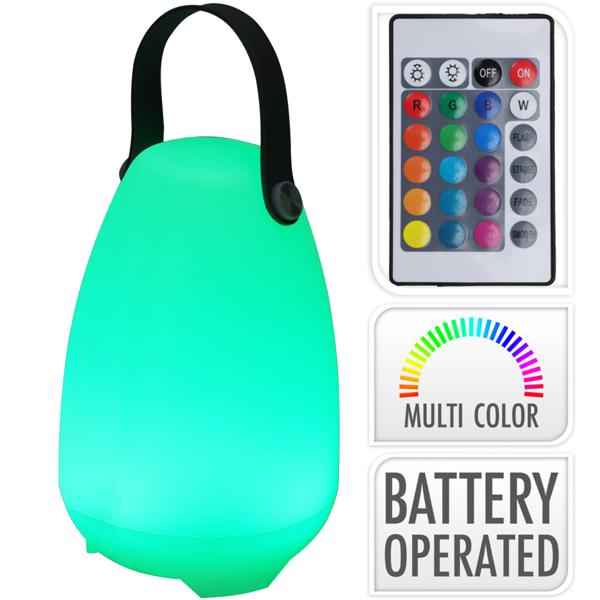 Ambiente-Wunder: Akku-Tischlaterne mit 16 RGB-Farben & Weiss, 20cm – 4 Modi, Fernbedienung, IP44 – Für atmosphärische Beleuchtung