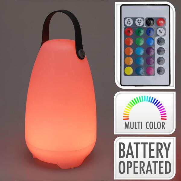 Kabellose Design-Lampe - Akku-Tischlampe, 26cm: 4 Lichtmodi weiss + 16 RGB-Farben, IP44, stimmungsvoll & wetterfest - Ihr flexibler Lichtakzent