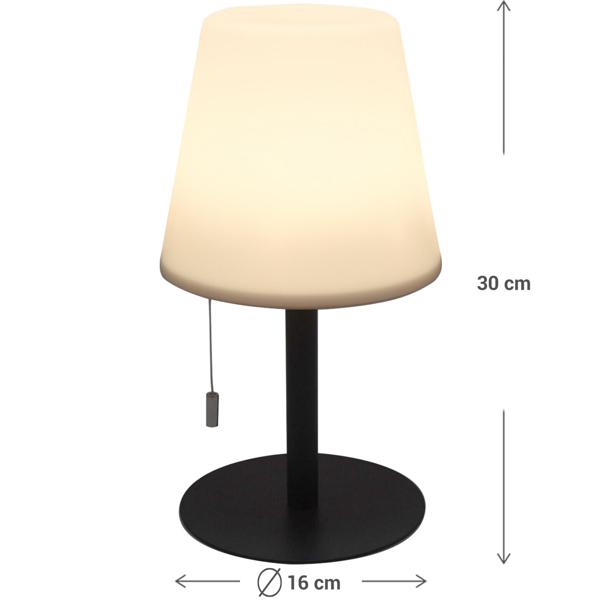 2er-Set Akku Tischlampe - 4 Lichtmodi warmweiss & bunt für drinnen & draussen - IP44 spritzwassergeschützt, 30cm, USB aufladbar 2.400 mAh Akku