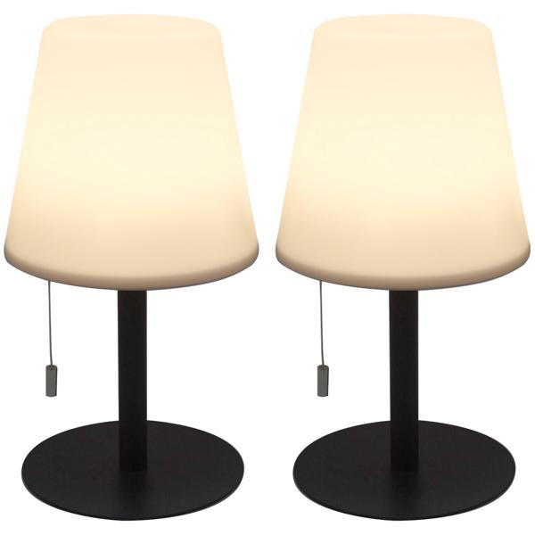 2er-Set Akku Tischlampe - 4 Lichtmodi warmweiss & bunt für drinnen & draussen - IP44 spritzwassergeschützt, 30cm, USB aufladbar 2.400 mAh Akku