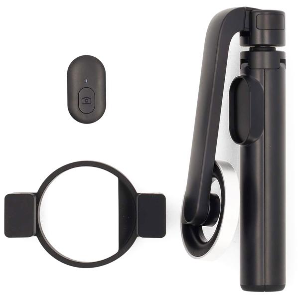 Bluetooth Selfie Stick mit Stativfunktion - Ausziehbar bis 61cm - Abnehmbare Fernbedienung iOS/Android - MagSafe Halterung bis 7" - Schwarz