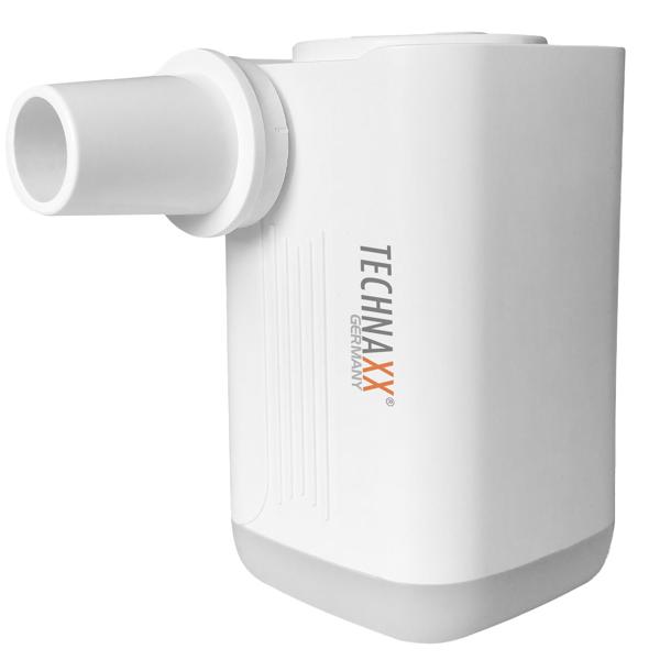 Kompakte Akku-Luftpumpe mit LED: weiss, 5 Düsen – schnell aufpumpen, flexible Einsatzmöglichkeiten, mit integrierter Leuchte