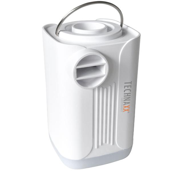 Kompakte Akku-Luftpumpe mit LED: weiss, 5 Düsen – schnell aufpumpen, flexible Einsatzmöglichkeiten, mit integrierter Leuchte