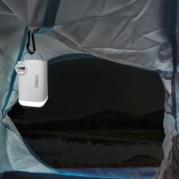 Kompakte Akku-Luftpumpe mit LED: weiss, 5 Düsen – schnell aufpumpen, flexible Einsatzmöglichkeiten, mit integrierter Leuchte