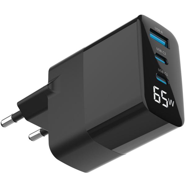 2er Set USB Ladegerät inkl. Ladekabel USB-C auf USB-C, 65 Watt, 2 USB-C Ports - 1 USB-A Port, Netzteil / Stecker für Notebook, MacBook, iPad, iPhone, Samsung