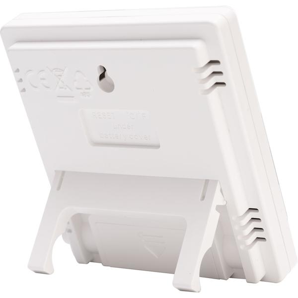 Digitales Hygrometer & Thermometer mit Aussenfühler, Uhr & Wecker: LCD Display, weiss – Raumklima präzise messen