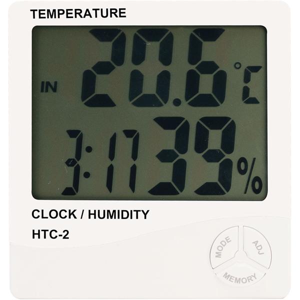Digitales Hygrometer & Thermometer mit Aussenfühler, Uhr & Wecker: LCD Display, weiss – Raumklima präzise messen
