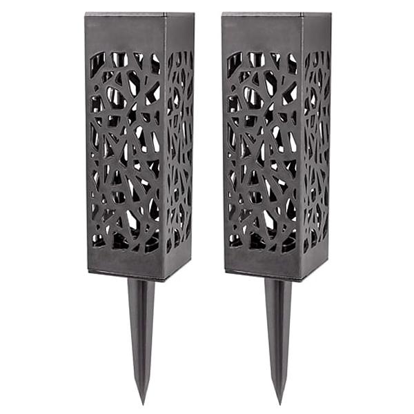 2er-Set LED Solar Gartenleuchte mit Erdspiess - Mosaik-Lichtmuster für fantastisches Ambiente - Wetterfest (IP44), Dämmerungssensor, 6-8h Betrieb, Schwarz