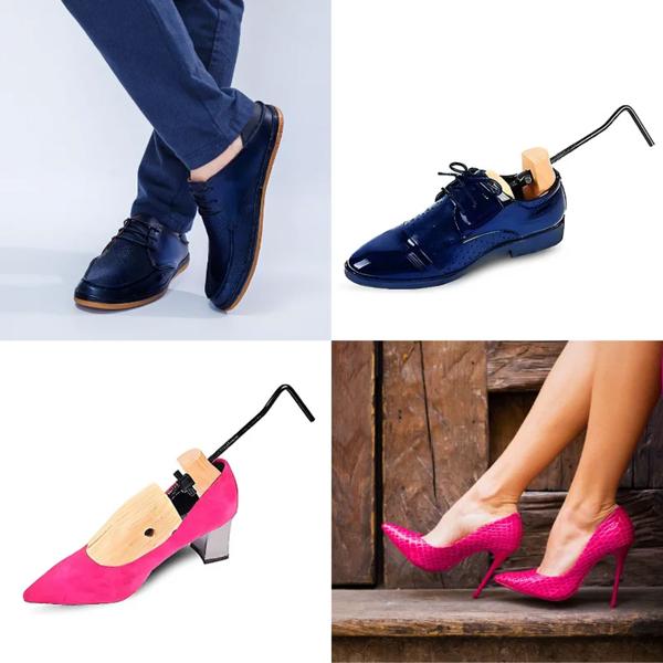 2-Wege Schuhspanner aus Zedernholz für Herrenschuhe - Dehnt Länge & Breite - Druckpunkt-Entlastung 12 Löcher, 10 Stöpsel - 100% Echtholz