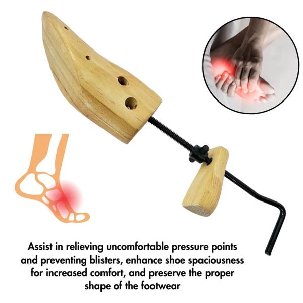 2-Wege Schuhspanner aus Zedernholz für Herrenschuhe - Dehnt Länge & Breite - Druckpunkt-Entlastung 12 Löcher, 10 Stöpsel - 100% Echtholz