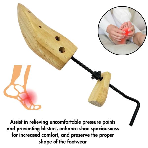 2-Wege Schuhspanner aus Zedernholz für Damenschuhe - Dehnt sanft in Länge & Breite - Druckpunkt-Entlastung mit 12 Löchern & 10 Stöpseln