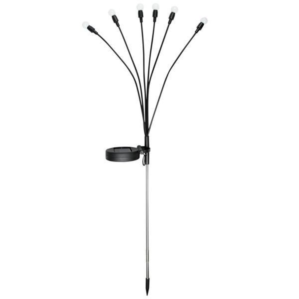 4er-Set 2er-Set LED Solar-Gartenlampe Glühwürmchen mit 6 Armen, bewegliche LEDs, rostfreier Stahl, IP44, Erdspiess, schwarz, für zauberhafte Lichteffekte